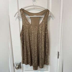 Express Metallic Bronze Sequin Tank Size L